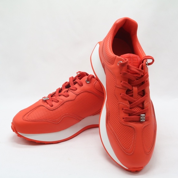 GIVENCHY Men's Giv Runner Leather Low-top Logo Sneakers In Orange - Picture 3 of 7